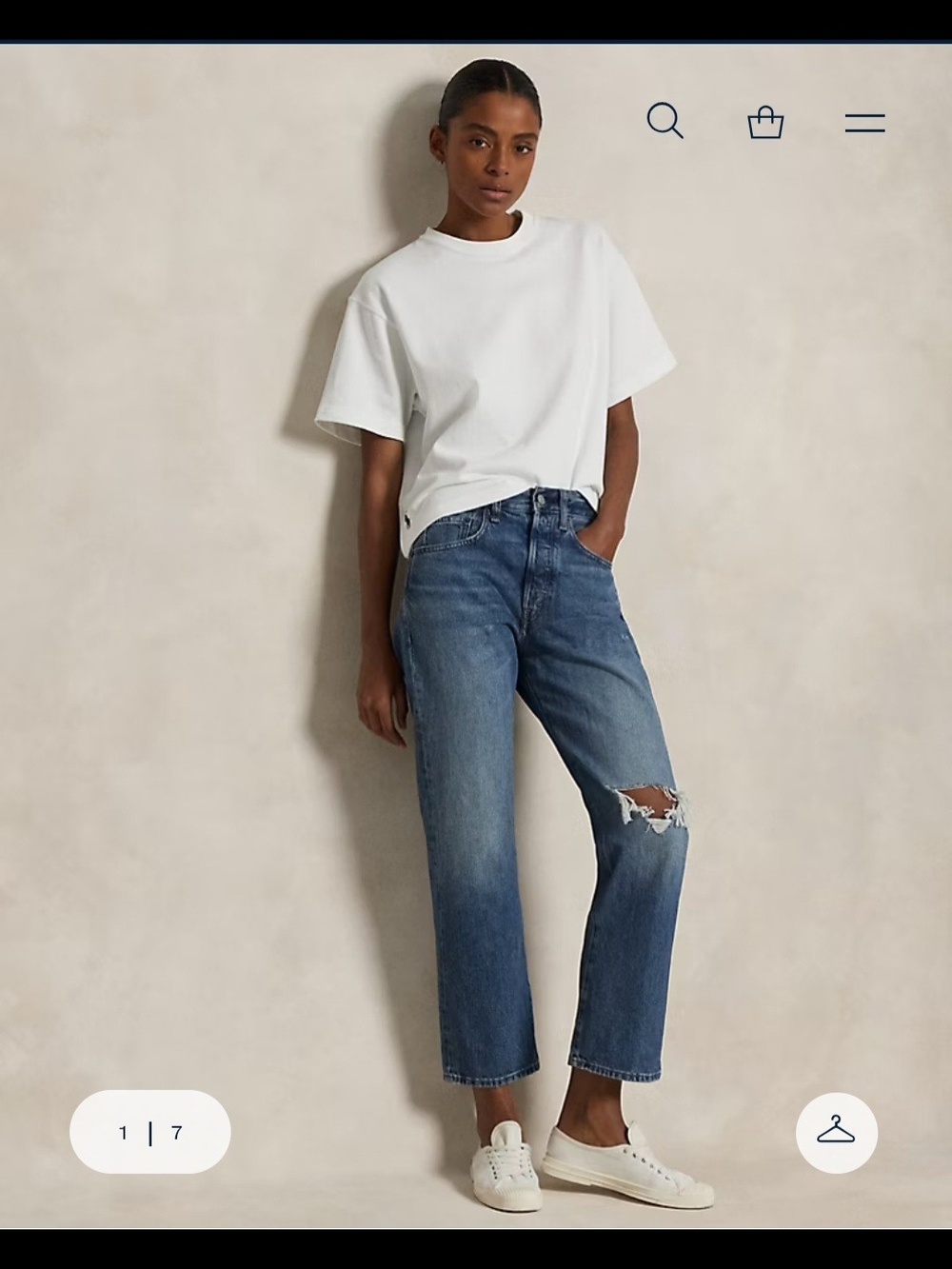 Ralph Lauren High-Rise Straight Leg Blue Ripped Jeans